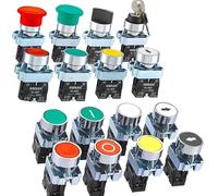 20 pezzi Interruttore a pulsante con ripristino automatico, piccolo fungo a testa di arresto di emergenza, manopola da 22 mm, chiave di avvio, accensione a impulsi XB2-BG21 XB2-BA31 XB2-BS54(XB2-BC42)