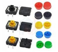 20 pezzi Interruttore a pulsante tattile momentaneo 12 * 12 * 7,3 mm Pulsante interruttore con manopola Giallo Verde Rosso Kit 12x12x7,3(With position 20pcs)