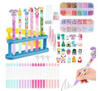 20 Pezzi Laboratorio Delle Penne Clementoni con 60+ Accessori, Crea Penne Clementoni Creativi per Bambini, Giochi & Regalo Bambina 5 6 7 8 9 10 Anni,Aoksily matite