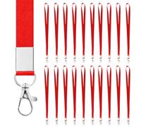 20 Pezzi Laccetti Porta Badge Rosso, 45cm Cordino Porta Badge da Collo con Gancio Girevole, Portachiavi Cordino da Collo per Badge, Lanyard Portabadge per Chiavi, Badge Portanome