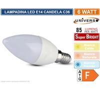 20 PEZZI LAMPADINA LED UNIVERSO A CANDELA C36 E14 6W 510 LUMEN 3000K 4000K 6500K [EEK: A+]
