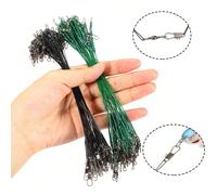 20 pezzi Lenza da pesca in acciaio anti-morso con girella e anima in piombo, accessori da pesca pratici e durevoli, girelle rotanti, moschettoni, ami e fili in acciaio 15 cm,20 cm,25 cm,30 cmAcciaio i