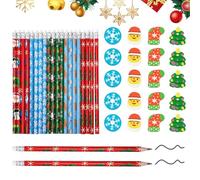 20 Pezzi Matite Natalizie con Gomme + 20 Pezzi Mini Gomme Natalizie,Matite di Legno Natalizie,Mini Gomme di Natale Novità,Gomme a Matita di Novità,Regalini Natale per Natale,Feste,Bomboniere