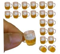 20 Pezzi Mini Bicchieri di Birra Chiavi, Mini Tazze da Bambola in Resina Simpatiche realistiche, Tazze di Alcol Falsa Decorativa Resistenti alle Pause per Accessori Artigianali Fai-da-Te