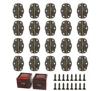 20 Pezzi Mini Cerniere con 120 Viti Bronzo Antico Mini Cerniere Cerniere Scatola di Legno Antico Fermo Hasps Chiusure a Scatto Antiche Cerniere in Ferro per Scatola di Legno Portagioie Armadietto