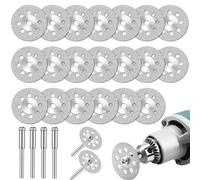 20 Pezzi Mini Dischi da Taglio Diamantati, 22 mm Disco Diamantato di Taglio con 4 Pezzi 3 mm Mandrino e 4 Pezzi Cacciavite a Croce in Cristallo per Utensili Rotanti Dremel