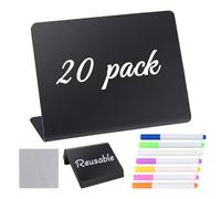 20 Pezzi Mini Lavagnette Cancellabili di Plastica, 100 x 75mm Segna Prezzi per Pasticceria, Cartellini Prezzi con Penna e Panno, per Segnaposto, Buffet, Ristorante, Panetteria, Tavolo, Decorative