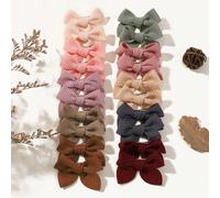 20 pezzi Mollette per capelli fatti a mano con fiocco di stoffa per bambini, clip per capelli tipo alligatore Morandi, accessori per capelli per ragazze Blocchi di colore,Colore unicoPoliestere