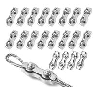 20 Pezzi Morsetti per Funi Duplex in Acciaio,Morsetto Duplex M3, Inossidabile 304 Clip per Fune Metallico, Morsetti Stendibiancheria Clip per Corda in Acciaio, Corda,Biancheria, Tenda Fissa