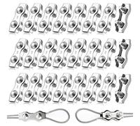 20 Pezzi Morsetto Duplex M2 Morsetti per Fune Metallica Morsetti per Funi Duplex in Acciaio Inossidabile 304 Clip per Fune Metallico per Funi Metalliche Cavi Sartiame da 2 mm