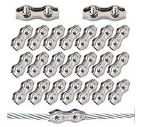 20 Pezzi Morsetto Duplex M3 Morsetti per Fune Metallica Morsetti per Funi Duplex in Acciaio Inossidabile 304 Clip per Fune Metallico per Funi Metalliche Cavi Sartiame da 3 mm