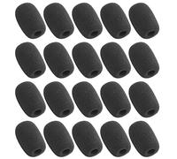 20 pezzi nero L 35 mm x D10 mm mini microfono auricolare parabrezza schiuma copri microfono