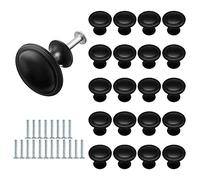 20 Pezzi Nero Opaco Pomelli per Porta, Pomelli per Mobili con Viti, Manopole per Cassetti, Maniglie per Mobili, Ø27mm Pomolo per Mobile, per Porta, Armadio, Cassetto e Credenza