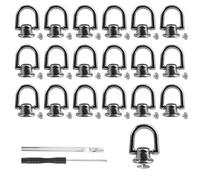 20 Pezzi Nero Viti ad Occhiello, 15mm D Ring Chiodi per Rivetti con Vite e Anello, Rivetto Bottoni in Metallo, Set di Chiodi a D Chicago per Fori, per Artigianato in Pelle DIY