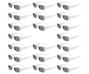 20 Pezzi Occhiali da Sole alla Moda Unisex Color Bianco, Lenti Grigie | Plastica Leggera, Stile Retro e Minimalista, Adatti a Incontri Informali e Eventi di Gruppo