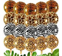 20 pezzi Palloncini a forma di animali, Tigre da 18 pollici, Leopardo, Zebra, Printo di cervi per decorazioni di feste a tema animali , tema Zoo, Natale e Capodanno, per il Giorno della Mamma Set da 2