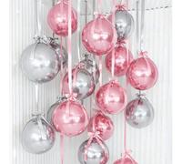20 pezzi Palloncini in alluminio effetto 4D argento e rosa con nastro in poliestere, palloncini in alluminio 4D rotondi che possono galleggiare e essere riempiti con elio, adatti per feste di complean