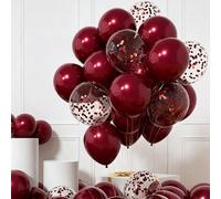 20 pezzi Palloncini in lattice rosso melograno da 10 pollici, Set di 12 palloncini in lattice trasparente rosso con paillettes da 12 pollici, adatti per feste di compleanno, matrimoni, addii al nubila