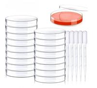 20 Pezzi piastre di Petri in plastica sterili con coperchio & 5 x pipette di trasferimento 3ml, 60mm x 15mm per laboratorio biologia microbiologia progetti scientifici(90x15mm)