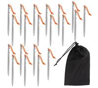 20 Pezzi Picchetti per Tenda a V in Lega di Alluminio, Picchetti da Campeggio Resistenti da 9 Pollici con Corde per Tende e Baldacchini all'Aperto su Qualsiasi Tipo di Terreno (Argento Bianco)