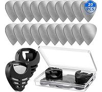 20 Pezzi Plettri per Chitarra Metallo e Supporto Plettro per Chitarra 2 Supporti Adesivi Neri 20 Pezzi Plettri 1 Custodia, Facile da Incollare Adatto per Chitarra/Chitarra Elettrica/Basso/Ukulele