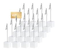 20 Pezzi Porta Foto con Clip Base in Legno, Porta Foto con Mollette, Cubi Segnaposto per Matrimoni, Memo Clip per Appunti e Messaggi in Ufficio, Feste e Casa