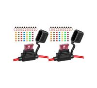 20 Pezzi Portafusibili In Linea 12V, 12 AWG Portafusibili Impermeabile con 70 Pezzi (5A/7,5A/10A/15A/20A/30A/40A) Fusibili per Auto Standard