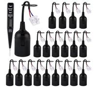 20 Pezzi Portalampada E27, Porta Lampade E27 Nero con Cavo e Tester di Tensione, Portalampada di Ricambio, Supporto della Lampada per Lavori Cantiere Ristrutturazione