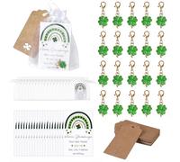 20 Pezzi Quadrifoglio Ciondolo Portafortuna, Set di Ciondoli Portafortuna con Biglietti di Auguri, Sacchetti Organza per Regalo, Sospese Etichette, Ciondolo Quadrifoglio per Amici, Colleghi, Regali