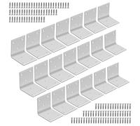 20 Pezzi Resistenti Staffe Angolari con 120 Viti, Staffa di Fissaggio Angolo Retto, Supporto Angolare in Metallo a 90 Gradi a Forma di L per Mensole Legno Mobili 40 x 40 x 40 x 2mm, 6 Fori (A)