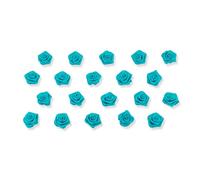 20 pezzi.Roselline in raso per decorazioni fai da te, lavori artigianali, o per la tavola, 1,5 cm, adatte a matrimonio, battesimo, comunione, Tessuto, türkis 343