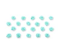 20 pezzi.Roselline in raso per decorazioni fai da te, lavori artigianali, o per la tavola, 1,5 cm, adatte a matrimonio, battesimo, comunione, Tessuto, acqua / turchese brillante 314