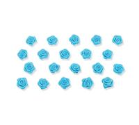 20 pezzi.Roselline in raso per decorazioni fai da te, lavori artigianali, o per la tavola, 1,5 cm, adatte a matrimonio, battesimo, comunione, Tessuto, turchese 340