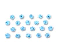 20 pezzi.Roselline in raso per decorazioni fai da te, lavori artigianali, o per la tavola, 1,5 cm, adatte a matrimonio, battesimo, comunione, Tessuto, hell blau 311