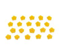 20 pezzi.Roselline in raso per decorazioni fai da te, lavori artigianali, o per la tavola, 1,5 cm, adatte a matrimonio, battesimo, comunione, Tessuto, giallo 645