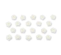 20 pezzi.Roselline in raso per decorazioni fai da te, lavori artigianali, o per la tavola, 1,5 cm, adatte a matrimonio, battesimo, comunione, Tessuto, cremeweiß / elfenbein 028