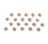 20 pezzi.Roselline in raso per decorazioni fai da te, lavori artigianali, o per la tavola, 1,5 cm, adatte a matrimonio, battesimo, comunione, Tessuto, sabbia / beige 835
