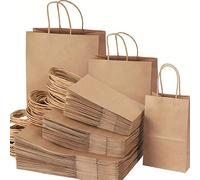 20 pezzi Sacchetti di carta kraft neri per Ognissanti con manici - 100% sacchetti da asporto per attività commerciali, al dettaglio, alimentari, forniture per boutique, pacchi, imballaggi e articoli p