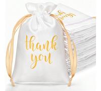 20 pezzi Sacchetti regalo in raso bianco, borse gioielli con cordoncino 4"x 5.5", adatte per matrimonio, sposa, festa, compleanno, decorazione festiva 1 pz,10 pezzi,20 pezziLetterePoliestere