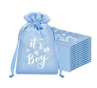 20 pezzi Sacchetti regalo per festa di nascità "È un maschio" in raso blu con laccio, sacchetti con laccio per il bagnetto del bambino, decorazioni per gender reveal, bomboniere per festa di nascità 2