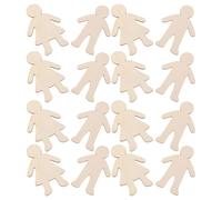 20 Pezzi Sagome in Legno per Bricolage, e Ragazzo Ragazza | Superficie Grezza da Dipingere, Bordi Lisci, per Laboratori Scolastici e Feste Creative, Beige Naturale