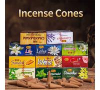 20 pezzi/Scatola Coni di Incenso Premium, Goditi il Profumo dell'India con 20 Coni di Incenso - Gelsomino, Salvia Bianca, Limone, Palo Santo, Sandalo, Lavanda e altro ancora - Perfetto per Yoga, Medit