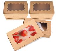 20 Pezzi Scatola di Cartone Pieghevole Marrone con Finestra Trasparente, 18 X 11 X 4 cm Scatole per Dolci in Carta Kraft, Scatole per Biscotti, Cartoni per Dolci, Scatola per Bomboniere, Cookie Box