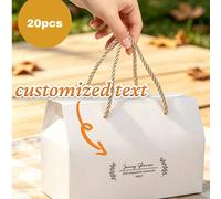 20 pezzi Scatole di carta personalizzate con testo LOGO e laccetto, pieghevoli, dimensioni 20x10x13,5cm, bianche, adatte per scatola di caramelle, scatola di biscotti fatti a mano marroni, scatola di 