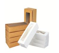 20 pezzi Scatole regalo in carta kraft con finestra trasparente, disponibili in due colori, adatte per il confezionamento di macarons, forniture per feste, scatole regalo 8,07*2,95*1,97 polliciCarta t