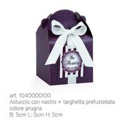 20 PEZZI SCRIGNO PRUGNA perlescente scatola portaconfetti 5X5X5 cm con n 045D