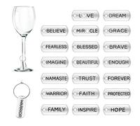 20 pezzi Segnabicchieri Charms per Bicchiere di Vino, Parola d'ispirazione Calice Marcatori di Bevande Tag con Fibbia per Cocktail Champagne Festa Di Degustazione Favori Forniture Decorative Regali