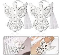 20 pezzi segnalibri in metallo con segnalibro serico nappe angelo ala segnalibro, 20 pezzi sacchetti in organza per gli amanti dei libri, collezione angelo, bomboniera