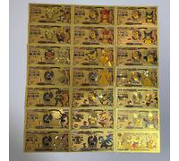 20 pezzi / set 155 * 76 mm banconote di carta Pokémon, carte di plastica di Pikachu e i Pocket Monsters con doratura, oggetti da collezione per regali di compleanno, vacanze, Ognissanti, Natale 10,15,