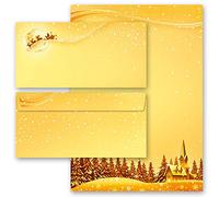20 pezzi Set completo Natale, AUGURI FESTIVI 10 fogli di carta da lettera e 10 buste DIN LANG (senza finestra) | Paper-Media